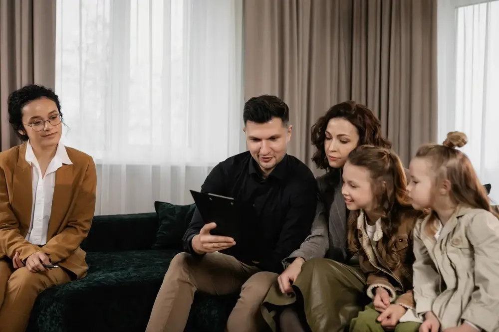 Family relaxing in a secure smart home