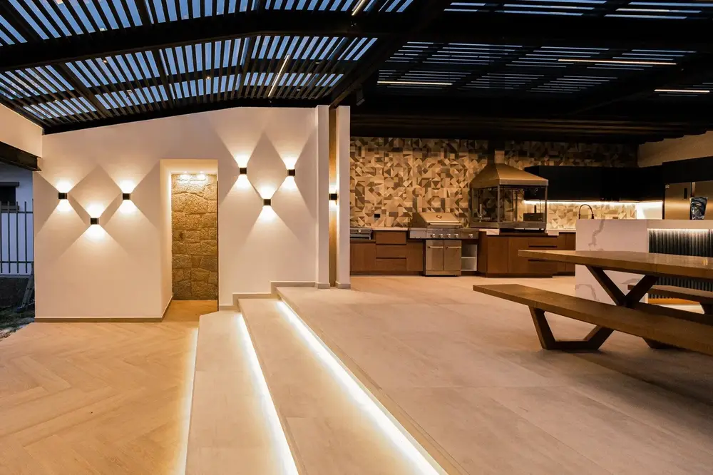 Lutron smart lighting dimming a modern living room